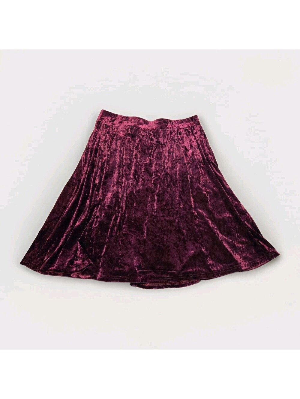 BloomChic Velvet Skirt Womens Burgundy Plum Purple Velour Flared A-Line Sz 18 20